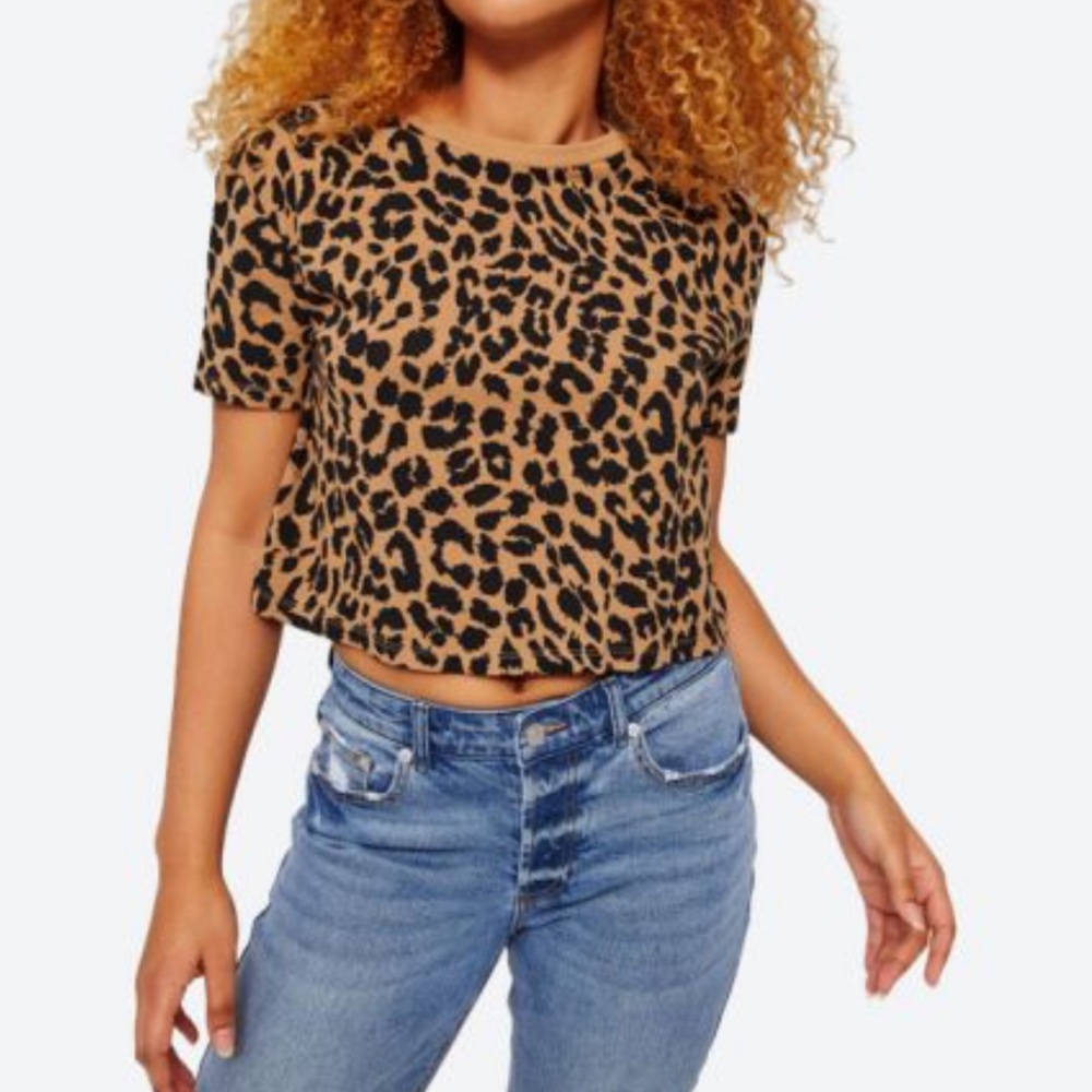 Leopard Short Sleeve Crop Top